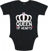 Rompertjes baby met tekst - Queen of hearts - Romper zwart - Maat 50/56