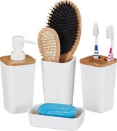 set d'accessoires de salle de bain relaxdays - set de salle de bain - brosse à dents - pompe à savon - porte-savon