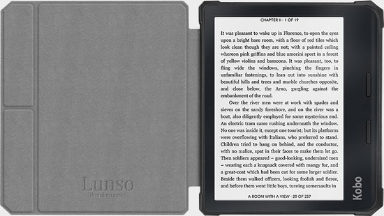 Lunso - Geschikt voor Kobo Libra 2 hoes (7 inch) - Vegan Saffiano Leren sleep cover - Vermeer Melkmeisje van Lunso — afbeelding 5