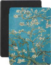 Lunso - Housse Kobo Aura H20 Edition 1 (6,8 pouces) - Housse de sommeil Vegan Saffiano Leather - Van Gogh Almond Blossom