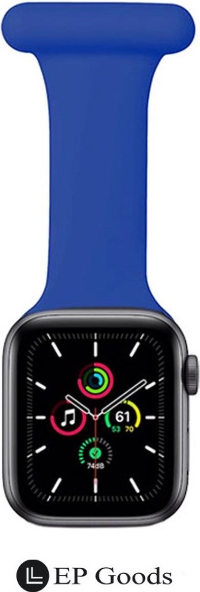 EP Goods - Verpleegkundige band - Zorg Horlogebandje - Hangende Band - Geschikt voor Apple Watch 4/5/6/SE/7/8/Ultra/Ultra 2/Ultra 3/ Watch 10 & Watch 11 - 42/44/45/49mm - Siliconen - Donkerblauw