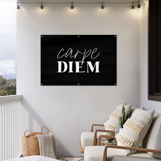 Affiche de jardin - Toile de jardin - Posters de jardin extérieures - Saisir le jour - Citations - Carpe diem - Dictons - 120x80 cm - Jardin