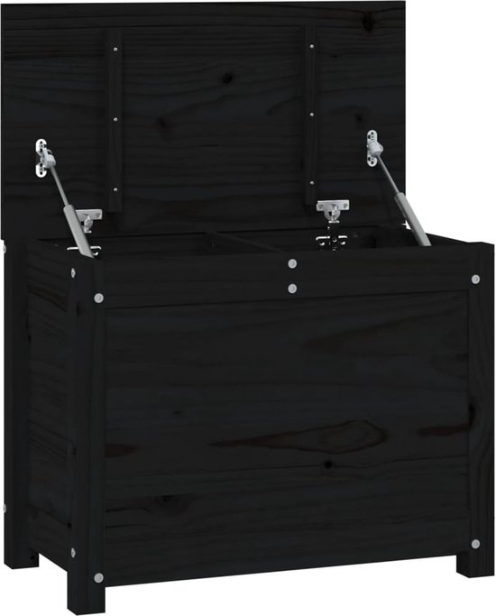 vidaXL - Opbergbox - zwart - 60x32x45,5 - cm - massief - grenenhout