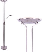 Minimalistische led vloerlamp Empoli | 2 lichts | grijs / staal | glas / metaal | met verstelbaar lees gedeelte | Ø 30 cm | 180 cm hoog | staande lamp / vloerlamp | modern / sfeervol design