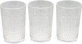 Midi Tumblers Crystal Glas CARINA - Water-/whiskyglas met ruiten Patroon - Ø 6 x 10 cm - Set van 3 - Groene Doos - Kristal Glas -