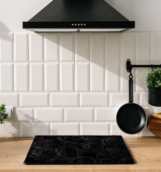 Protection induction - Roses noires - 78x52 cm - Protection induction - Plaque de cuisson induction - Tapis induction - Antidérapant - Décoration Cuisine - Accessoires de vêtements pour bébé de Cuisine