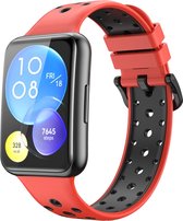Siliconen bandje - geschikt voor Huawei Watch Fit 2 - rood-zwart