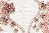 Fotobehang - Vlies Behang - Exclusief Luxe Design - Parels, Diamanten en Bloemen - 368 x 254 cm