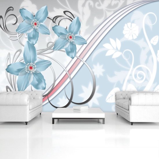 Bleu | Photomural gris, revêtement mural