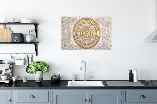 Poster Mandala - Fleurs - Or - Wit - Design - 60x40 cm