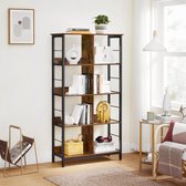 8-planken open boekenkast Miguel - voor kantoor - woonkamer - slaapkamer - 80x33x149cm - industrieel ontwerp - vintage bruin/zwart