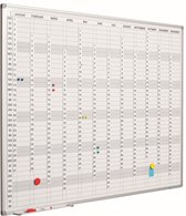 Whiteboard PRO - Duits - Geëmailleerd staal - Weekplanner - Maandplanner - Jaarplanner - Magnetisch - Wit - Incl. maand/dag/nummerstroken - 60x90cm