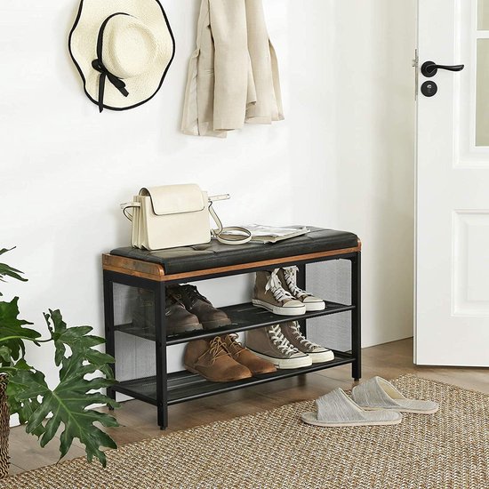 vidaXL Schoenenbank 102x32x50 cm bewerkt hout oud houtkleurig