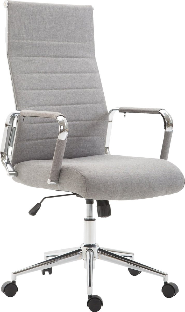 Luxe Bureaustoel Abele XL - Stof - Lichtgrijs - Op wielen - Ergonomische bureaustoel - Voor volwassenen - In hoogte verstelbaar