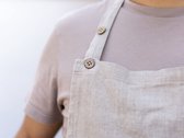 Linen Label - Tablier (de cuisine) en lin lavé 100% européen durable - Col ajustable - Deux poches - Sable