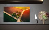 Inductieplaat Beschermer - Bovenaanzicht van Boederij op Open Vlakte in Nederland - 80x52 cm - 2 mm Dik - Inductie Beschermer van Vinyl