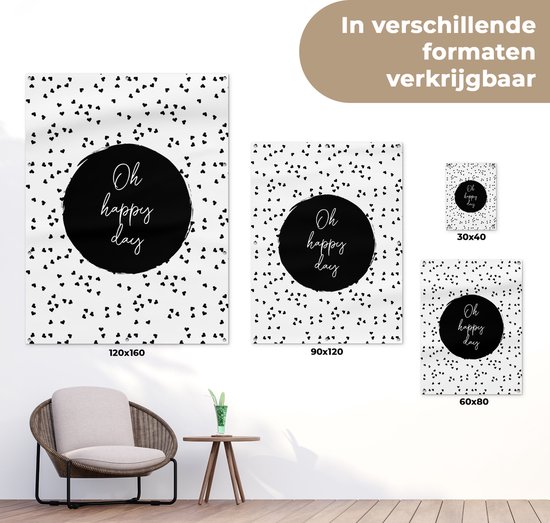 Décoration de jardin - Proverbes - Citations - Oh happy day - Points - Jardin - 60x80 cm - Affiche jardin - Tissu jardin