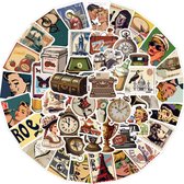 American Vintage Stickers - 50 stuks 6x5CM - Retro Postzegels, Advertenties, Pop Art, Items