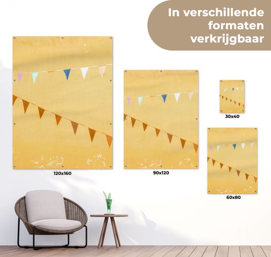 Décoration murale extérieure Drapeaux - Fête - Jaune - Coloré - 120x160 cm - Toile de jardin - Affiche extérieure