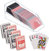 Relaxdays kaartverdeler met 6 decks - speelkaarten verdeler - kunststof - kaartenslof