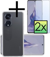 Hoes Geschikt voor OPPO Reno 8T 4G Hoesje Cover Siliconen Back Case Hoes Met 2x Screenprotector - Transparant