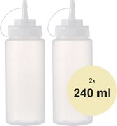 Lynnz® 2x Flacon doseur - Flacon pressable pour garniture, sauce ou pâte - 2 pièces de 240 ml
