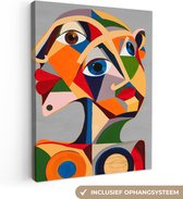 Canvas Schilderij Gezichten - Kleurrijk - Abstract - Ogen - 30x40 cm - Wanddecoratie