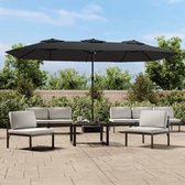 vidaXL - Parasol - dubbel - dak - met - LED - 449x265 - cm - antracietkleurig
