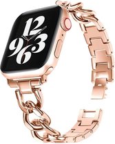 Bracelet de montre en acier de luxe Strap-it - convient aux Apple Watch séries 1/2/3/4/5/6/7/8/SE - or rose - Bracelet à maillons pour iWatch taille 38 mm 40 mm 41 mm - Taille : 38 - 40-41mm
