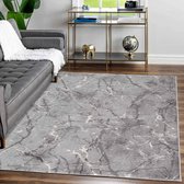 Flycarpets Tamara Tapis Design Moderne en Marbre à Poils Ras - Grijs - 200x290 cm