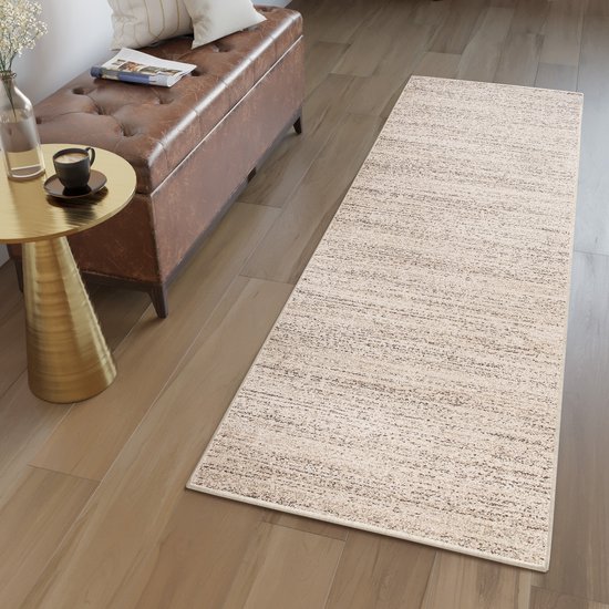 Tapiso Sari Tapis de Passage Beige Moderne Salon Couloir Chambre Taille - 60x600