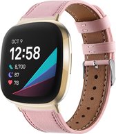 Leren bandje - geschikt voor Fitbit Versa 4 / Sense 2 - roze