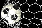 Fotobehang 3D-Voetbal In Net - Vliesbehang - 416 x 290 cm