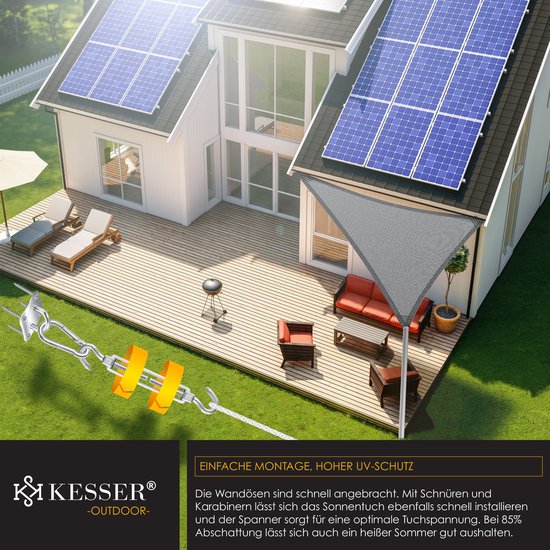 Schaduwdoek - Zonnezeil 3x3x3 Meter - Zonwering - HDPE Stof Waterafstotend En Windwerend Creme Schaduwdoek - Zonnezeil 3x3x3 Meter - Zonwering - HDPE Stof Waterafstotend En Windwerend Creme