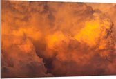 Dibond - Oranje Gloed van Zon over de Wolken - 120x80 cm Foto op Aluminium (Met Ophangsysteem)