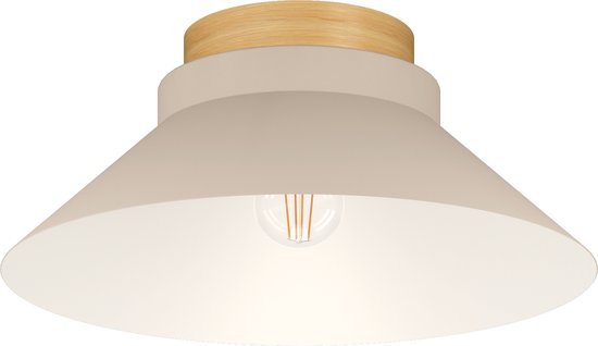 EGLO Moharras Plafondlamp - E27 - Ø 40 cm - Beige/Bruin - Staal/Hout