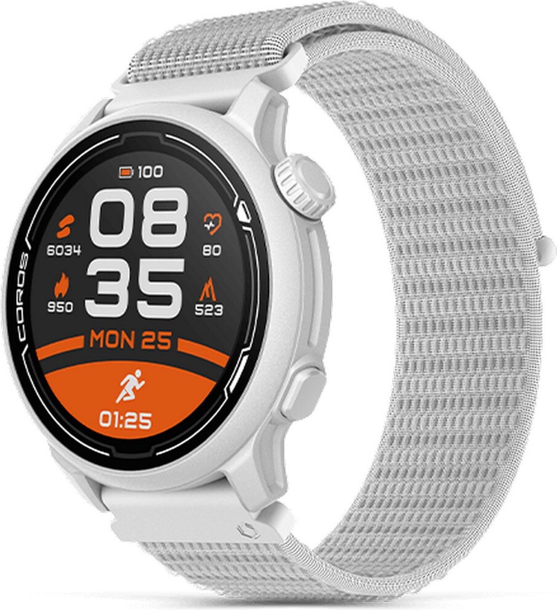 Coros Pace 2 GPS Sporthorloge Wit Nylon horlogebandje 42 mm bol
