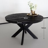 Table à manger ronde bois de manguier 120cm Jones noir table à manger industrielle ronde manguier durable