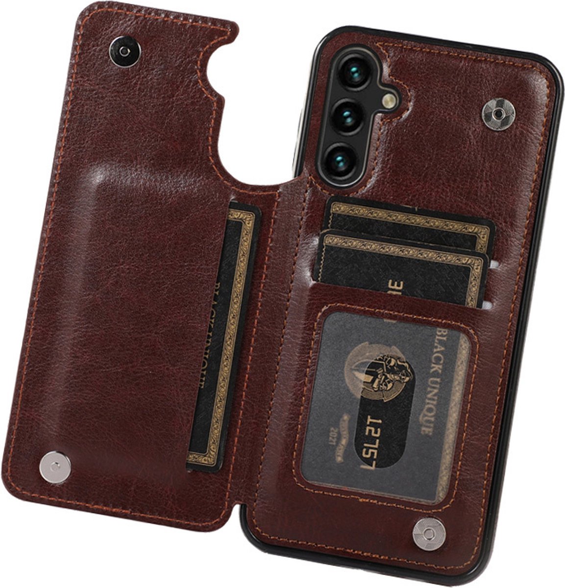 Shieldcase Wallet case geschikt voor Samsung Galaxy A54 - portemonnee hoesje met ruimte voor pasjes voor Samsung A54 - bruin
