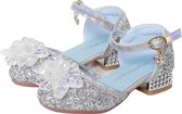 Prinsessen schoenen + Toverstaf meisje + Tiara (Kroon) - Zilver - maat 28 - cadeau meisje - prinsessen schoenen plastic - verkleedschoenen prinses - prinsessen schoenen speelgoed - hakschoenen meisje