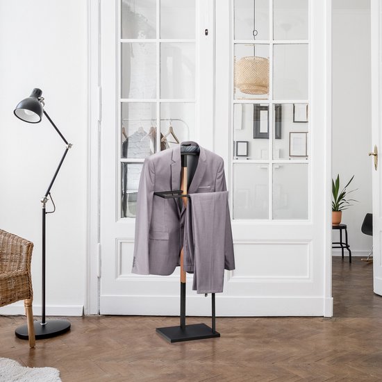 dressboy modern - 107 x 48 x 20 cm - staal - houtlook - slaapkamer - zwart-natuur