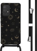 iMoshion Hoesje Geschikt voor Samsung Galaxy A53 Hoesje Met Koord - iMoshion Siliconen design hoesje met koord - Zwart / Sky Black