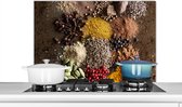 Spatscherm keuken 90x60 cm - Kookplaat achterwand Kruiden - Specerijen - Planten - Muurbeschermer - Spatwand fornuis - Hoogwaardig aluminium