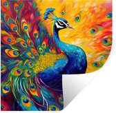 Muurstickers - Sticker Folie - Pauw - Kunst - Schilderij - Pauwenveren - 80x80 cm - Plakfolie - Muurstickers Kinderkamer - Zelfklevend Behang - Zelfklevend behangpapier - Stickerfolie