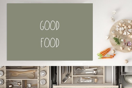 KitchenYeah® Inductie beschermer 77x51 cm - Quotes - Spreuken - Good food - Keuken - Kookplaataccessoires - Afdekplaat voor kookplaat - Inductiebeschermer - Inductiemat - Inductieplaat mat