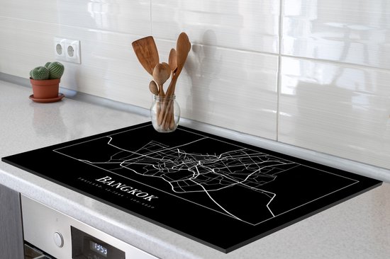 KitchenYeah® Inductie beschermer 81.6x52.7 cm - Bangkok - Kaart - Stadskaart - Plattegrond - Kookplaataccessoires - Afdekplaat voor kookplaat - Inductiebeschermer - Inductiemat - Inductieplaat mat