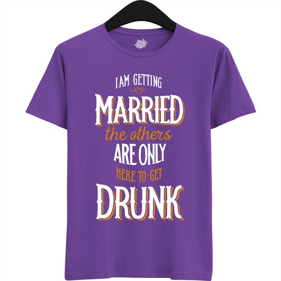 Am Getting Married | Vrijgezellenfeest Cadeau Man - Groom To Be Bachelor Party - Grappig Bruiloft En Bruidegom Bier Shirt - T-Shirt - Unisex - Dark Purple - Maat L
