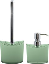 MSV Toiletborstel in houder/zeeppompje - badkamer set Aveiro - kunststof - groen