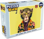 Puzzel Aap - Dieren - Bril - Design - Bloemen - Legpuzzel - Puzzel 500 stukjes