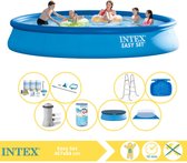 Intex Easy Set Zwembad - Opblaaszwembad - 457x84 cm - Inclusief Afdekzeil, Onderhoudspakket, Filter, Grondzeil, Onderhoudsset, Trap en Voetenbad